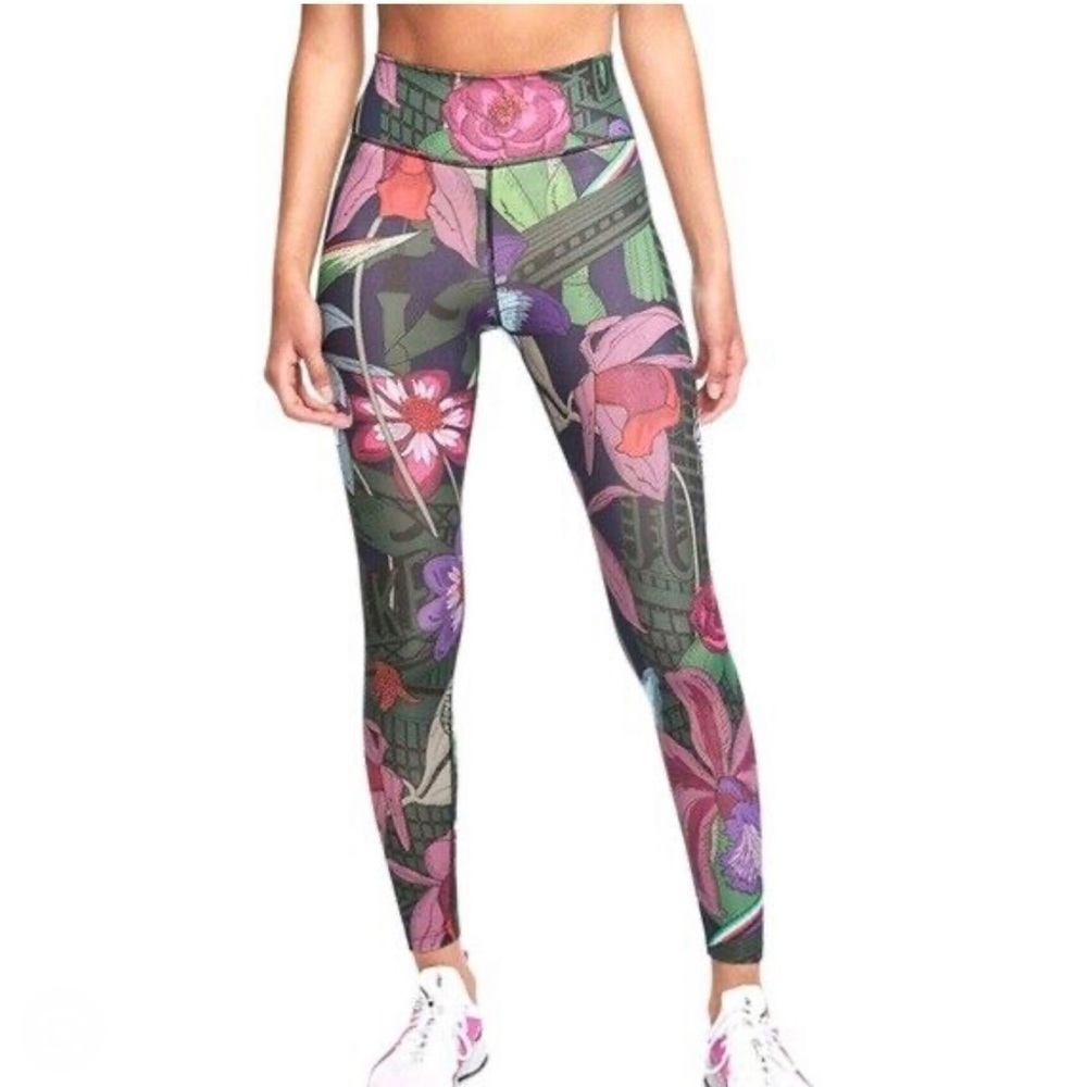 Nike Floral Print Leggings - Pink and Green